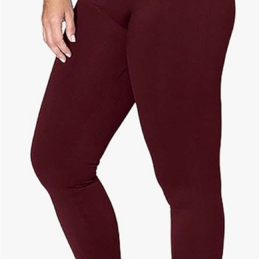 Shapermint Burgundy & Black High-Waisted Leggings